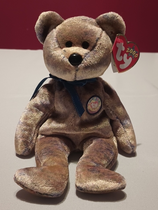 Ty Other - Ty Brown Plush Teddy Bear with Navy Ribbon